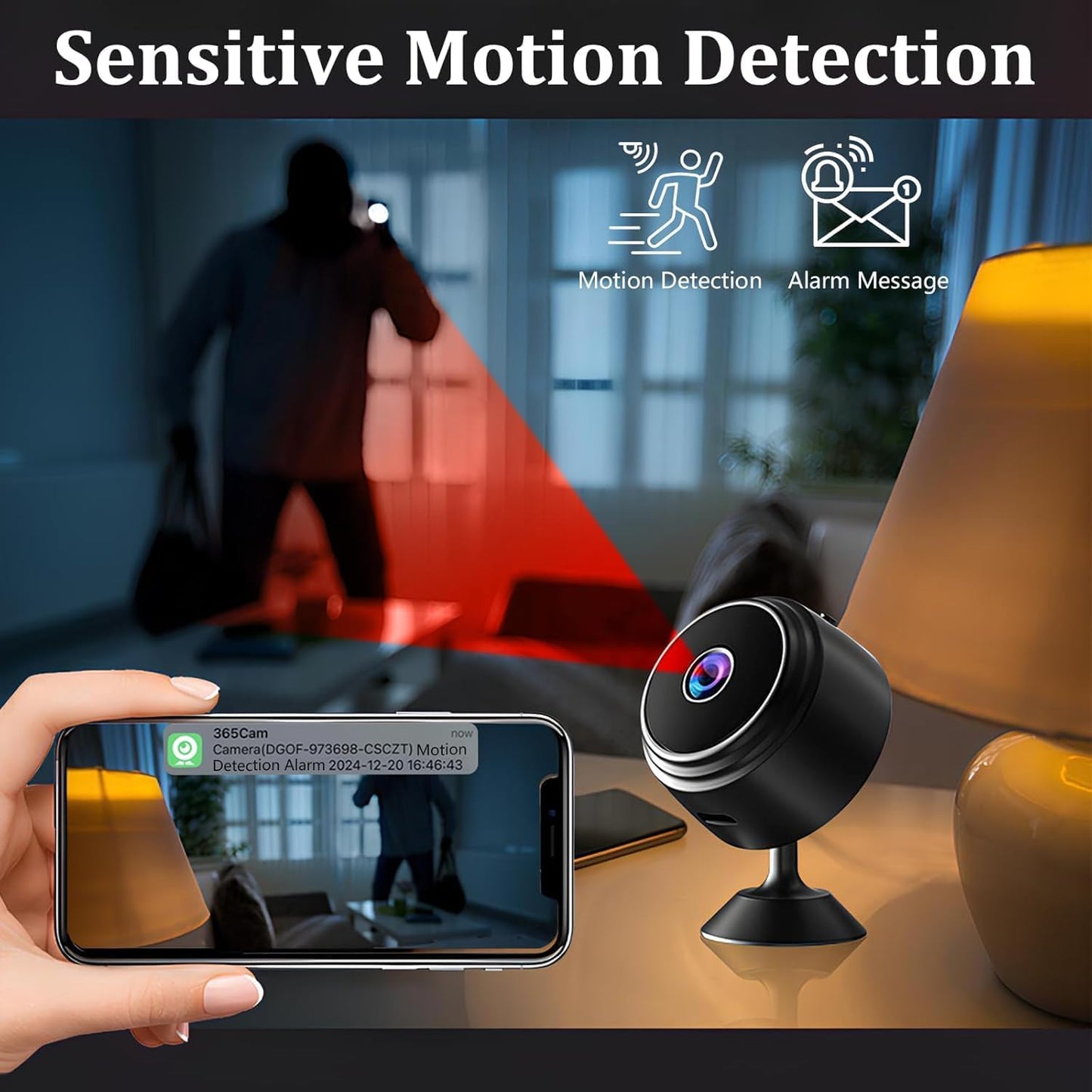 Votvy 1080P Mini Spy Camera with Low Light Vision, Mini Portable Security Camera, Hidden Camera with Audio and Video Recorder for Home/Office Security Camera (Black)