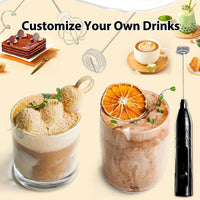 Votvy Rechargeable Milk Frother Handheld with 2 Heads, Black Color Coffee Electric Whisk Drink Foam Mixer, Mini Hand Stirrer with 3 Speeds Adjustable for Latte, Cappuccino, Hot Chocolate, Egg