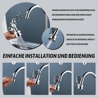 Votvy Tap Extender for Kitchen Sink, 3 Spray Modes Faucet Head Replacement, Sink Sprayer Faucet Tap Extender, Aerator with Stretchable Hose Attachment, Water Outlet for Kitchen, Bathroom (1, Silver)