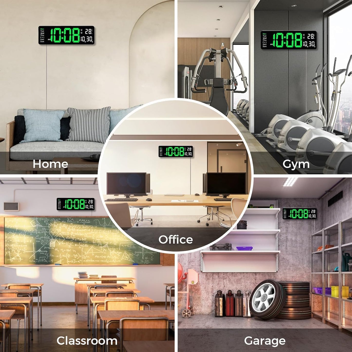 Votvy Digital Wall Clock Large Display Digital Clock with Remote Control Auto-Dimming Wall Clock with Night Light LED Digital Clock for Wall with Date, Temperature and Timer