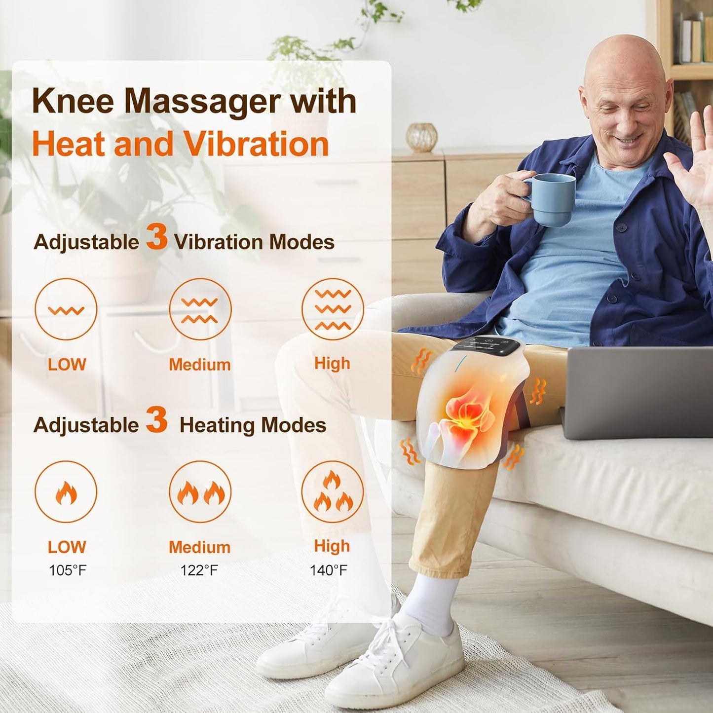 Votvy  Knee Massager Joint Pain Relief with Red Light Heat Massage Therapy