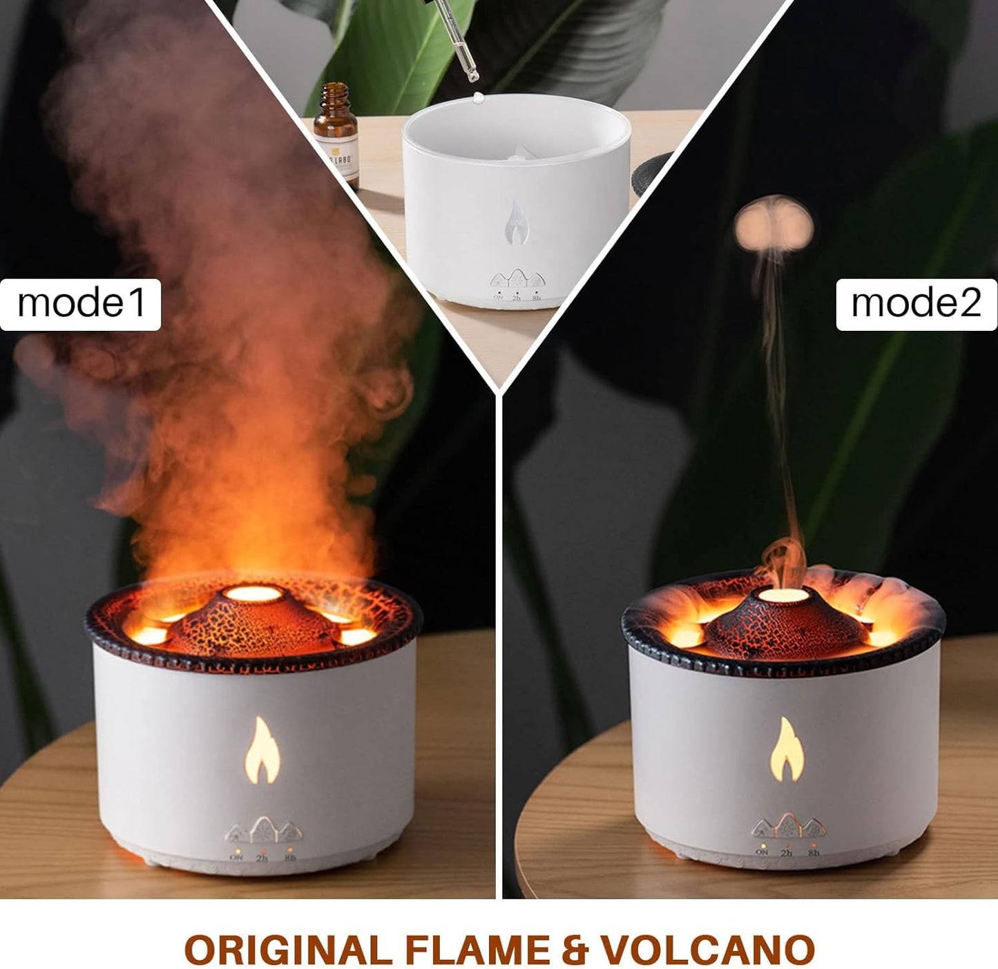Votvy Oil Diffuser with Flame Light Cool Mist Humidifier with 2 Mist Modes Timer and Auto-Off Safety Protection Quiet Diffusers for Aromatherapy Essential Oil for Home Office SPA Yoga | Plastic Electric