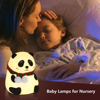 Votvy Electric  Rechargeable Panda Lamp, Cute Silicone Kawaii Night Lamp For Bedroom With Touch Gesture 7 Color Changing Adorable Christmas Gift Kids, Light,Table,Beside Kids Room