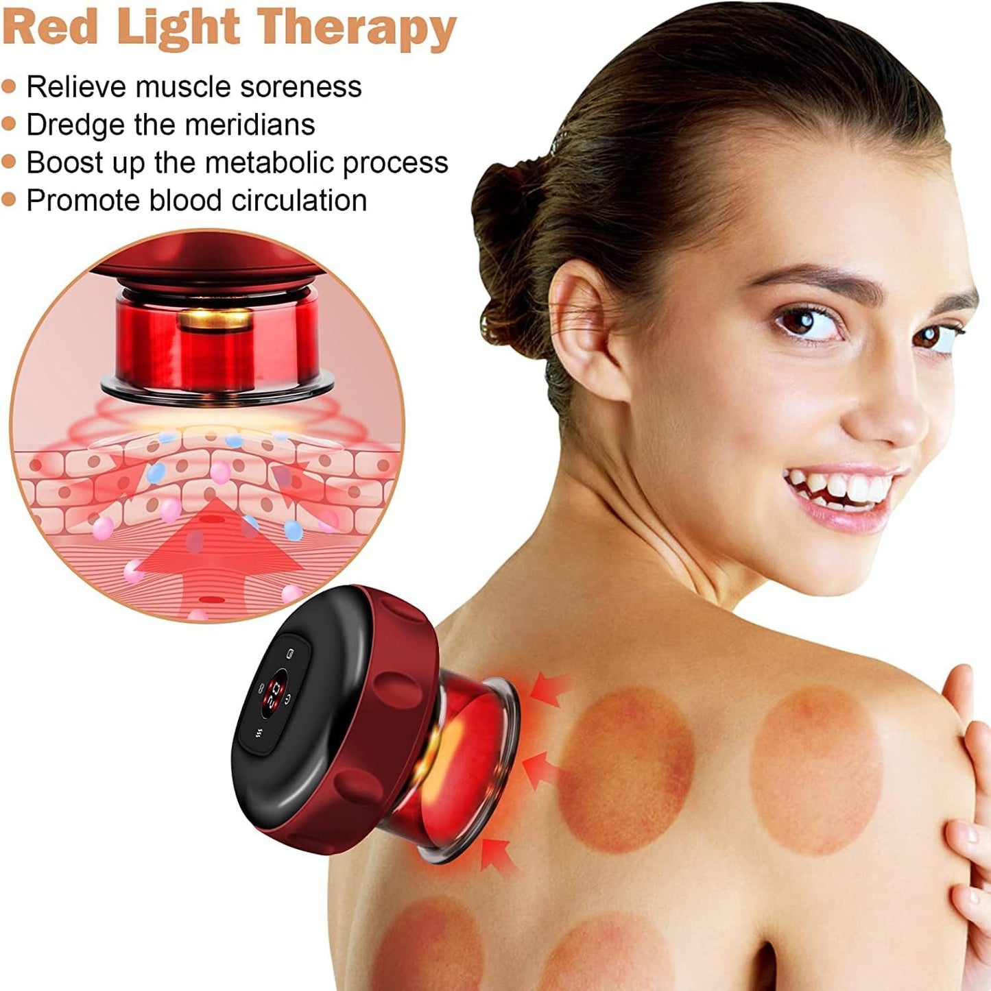 Votvy  Electric Cupping Therapy Set, Smart Suction Cup Massager Machine Cupping Gua Sha Scraping Device Handheld Back Massage Tool, for Helps Reduce Muscle Pain Better Blood Circulation