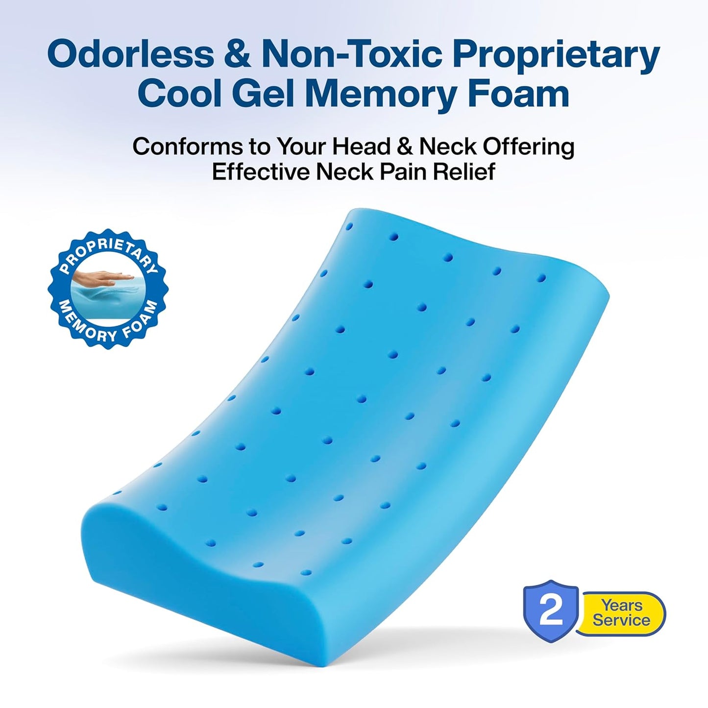 Votvy Cervical Pillow for Neck Pain | 2 Years Warranty | Cool Gel Memory Foam Orthopedic Neck Support Pillow for Sleeping, Neck & Shoulder Pain (Standard - 18x11x3.5 Inch, White Jacquard, Pack of 1)