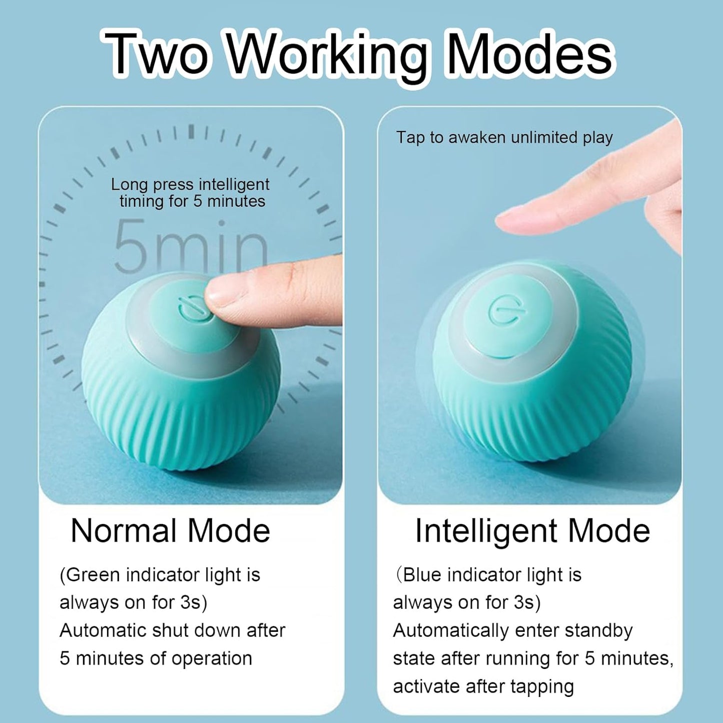 Votvy Smart LED 360° Rotating Cat & Dog Pet Toy Ball | Rechargeable, Interactive Pet Chaser with LED, Automatic Obstacle Avoidance, Ideal for Stimulating Indoor Cats (Blue)