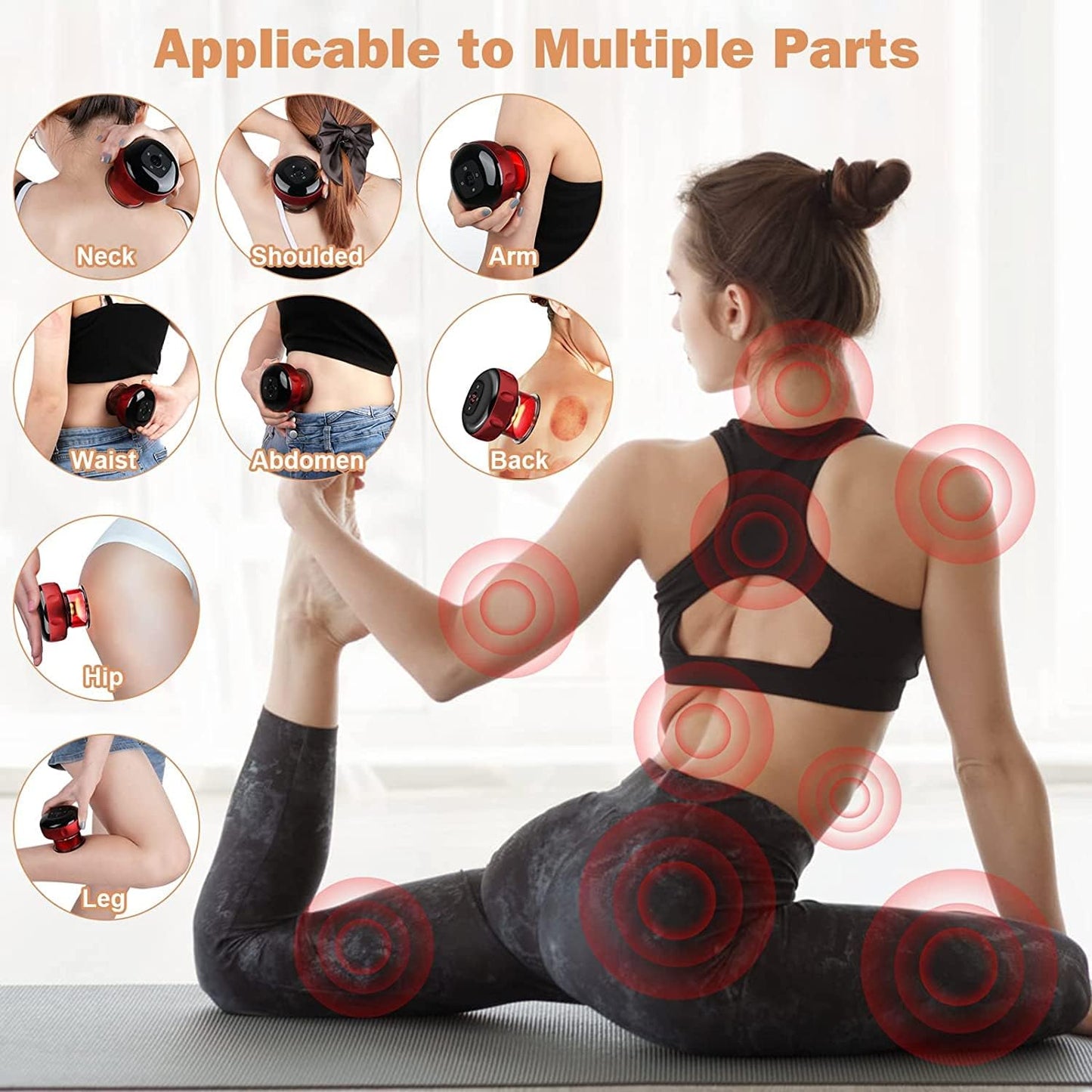 Votvy  Electric Cupping Therapy Set, Smart Suction Cup Massager Machine Cupping Gua Sha Scraping Device Handheld Back Massage Tool, for Helps Reduce Muscle Pain Better Blood Circulation
