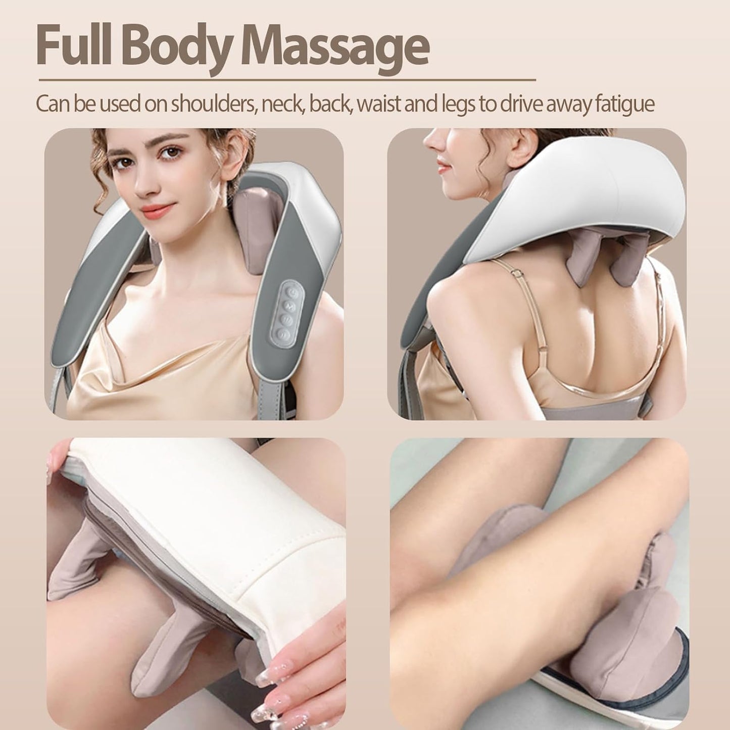 Votvy  Neck Massager for Cervical Pain Relief,Electric Deep Tissue Shiatsu with Infrared Heat Therapy 5D Kneading Massage Machine for Full Body Relax,Neck,Muscles,Back,Shoulder,Legs - 6 Month Warranty