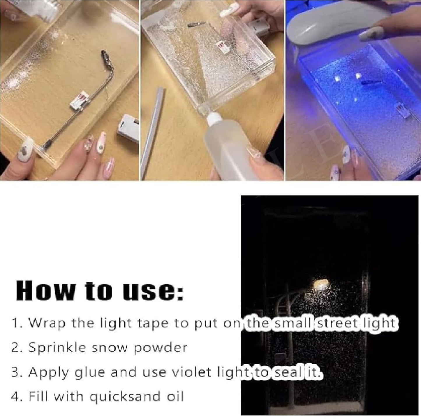 Votvy Snowfall Lamp, Street Light Snow Globe, Handmade DIY Snow Scenery Night Light, Christmas Desktop Decor for Birthday, Make Your Own Christmas Night Light, Snowflake Lamp for Family and Kids