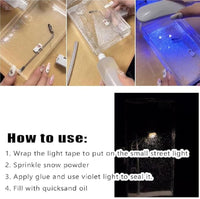 Votvy Snowfall Lamp, Street Light Snow Globe, Handmade DIY Snow Scenery Night Light, Christmas Desktop Decor for Birthday, Make Your Own Christmas Night Light, Snowflake Lamp for Family and Kids