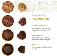 Votvy   Imported Portable Electric Coffee Bean Grinder, Stainless Steel Blade, Ultra-Fine Grain Crusher, Small Household & Commercial Coffee Grinder for Grains & Spices, Compact Handcrafted Pulverizer