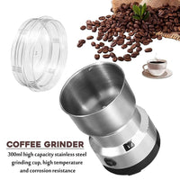 Votvy   Imported Portable Electric Coffee Bean Grinder, Stainless Steel Blade, Ultra-Fine Grain Crusher, Small Household & Commercial Coffee Grinder for Grains & Spices, Compact Handcrafted Pulverizer