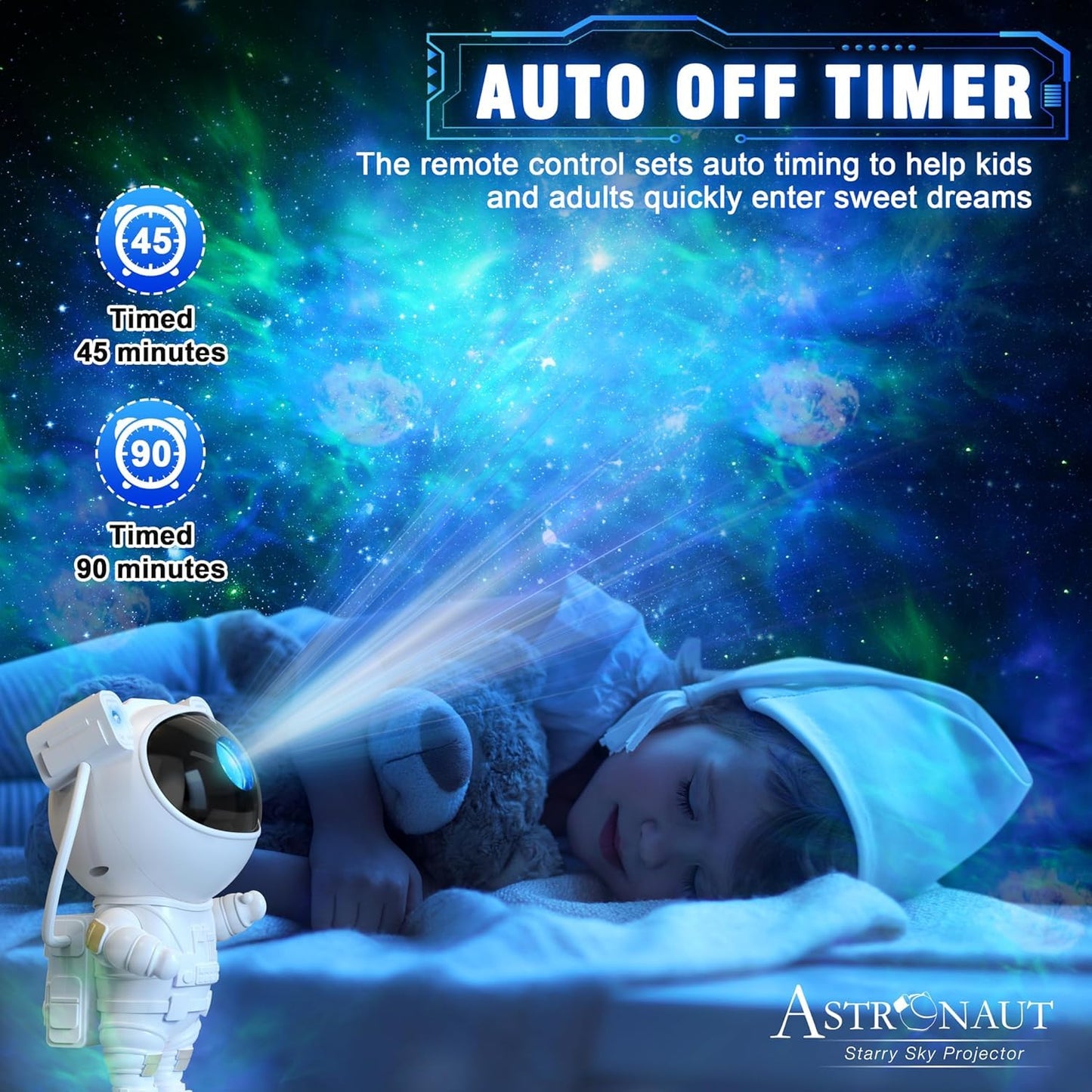 Votvy Star Projector, Astronaut Projector Galaxy, Children's Night Light with Nebula, 8 Modes, Remote Control and 360° Rotation Lamp Projector Galaxy Ceiling Bedroom, Gifts for Children and Adult