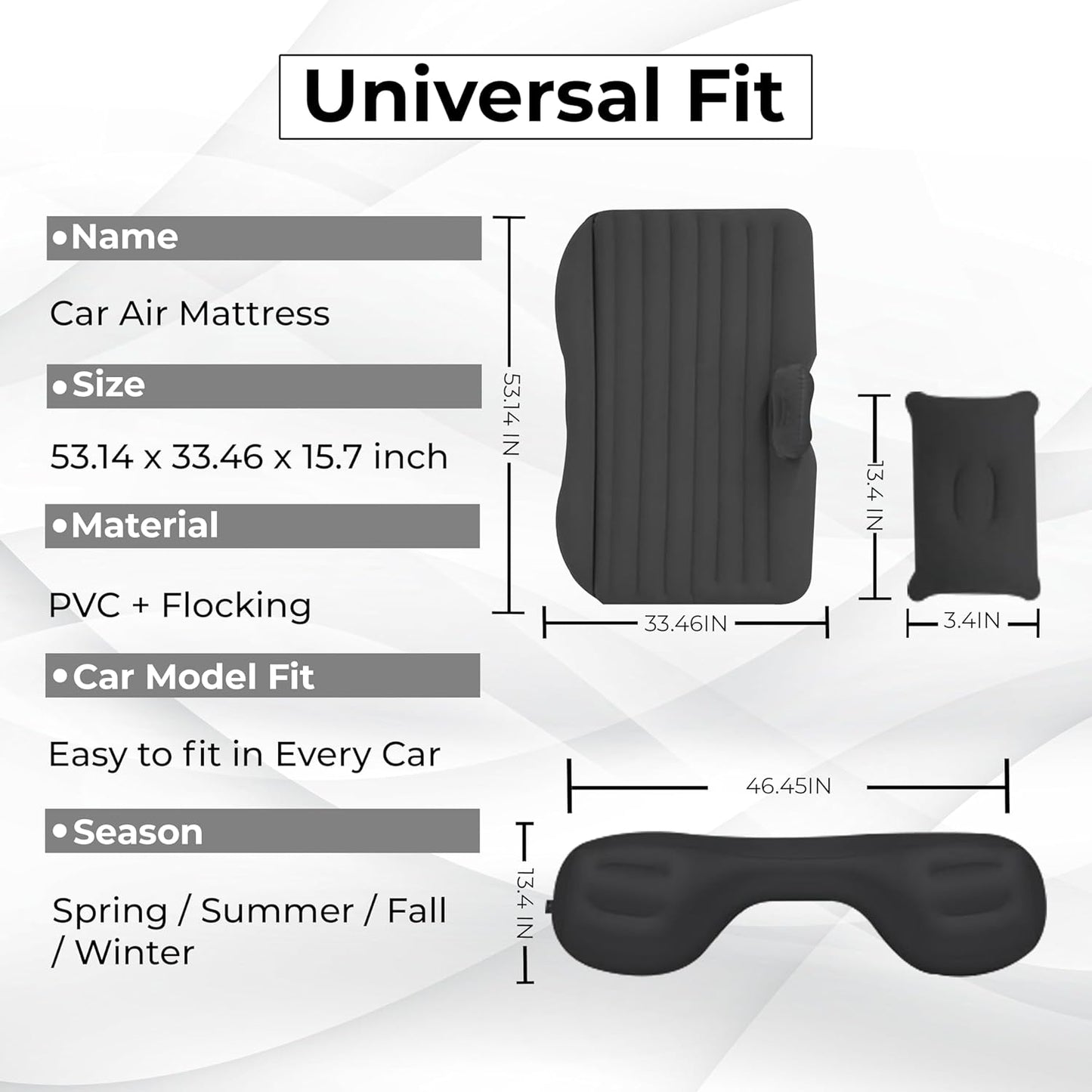 Votvy Car Inflatable Bed with Pump & 2 Air Pillow|Quick Inflatable Back Seat Bed|Car Inflatable Mattress|Car Bed Mattress|Car Bed For Kids,Travel,Trip,Camping,Picnic,Pool & Beach|Universal Fit|Beige