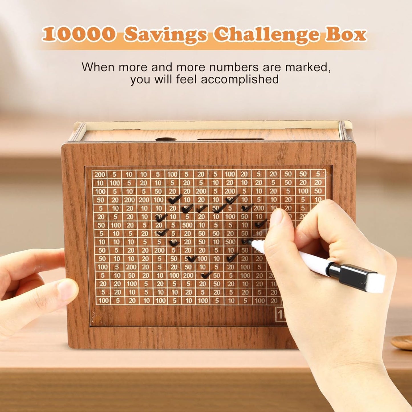 Votvy Wooden Piggy Bank for Kids & Adults,Coin Box with Carved Design,Savings Box,Children Savings Challenge Box, Cashbox,Wooden Coin Piggy Bank,Money Save Box,Cash Collection Bank for Kids and Adults