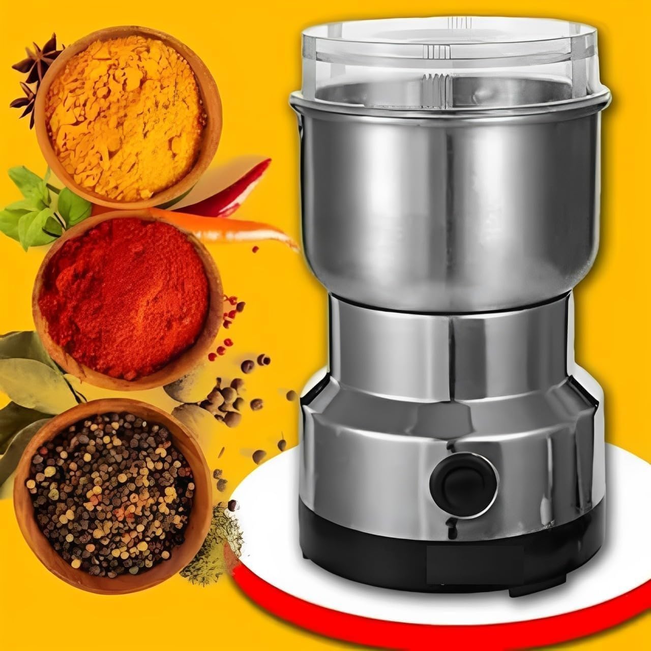 Votvy   Imported Portable Electric Coffee Bean Grinder, Stainless Steel Blade, Ultra-Fine Grain Crusher, Small Household & Commercial Coffee Grinder for Grains & Spices, Compact Handcrafted Pulverizer