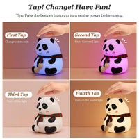 Votvy Electric  Rechargeable Panda Lamp, Cute Silicone Kawaii Night Lamp For Bedroom With Touch Gesture 7 Color Changing Adorable Christmas Gift Kids, Light,Table,Beside Kids Room