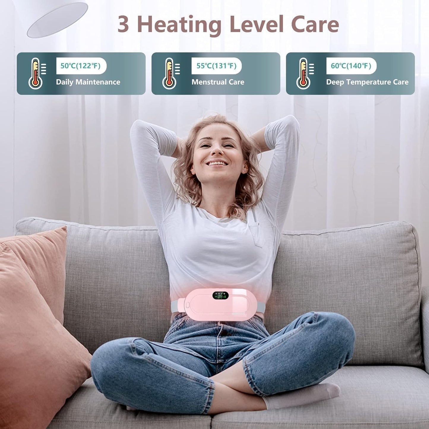 Votvy Heating Pad for Period Cramps, FSA HSA Eligible, Portable Menstrual Heating Pad, Period Pain Relief Heated Pad, Back or Belly Heating Belt, Gifts for Her Women Girl Friend Wife