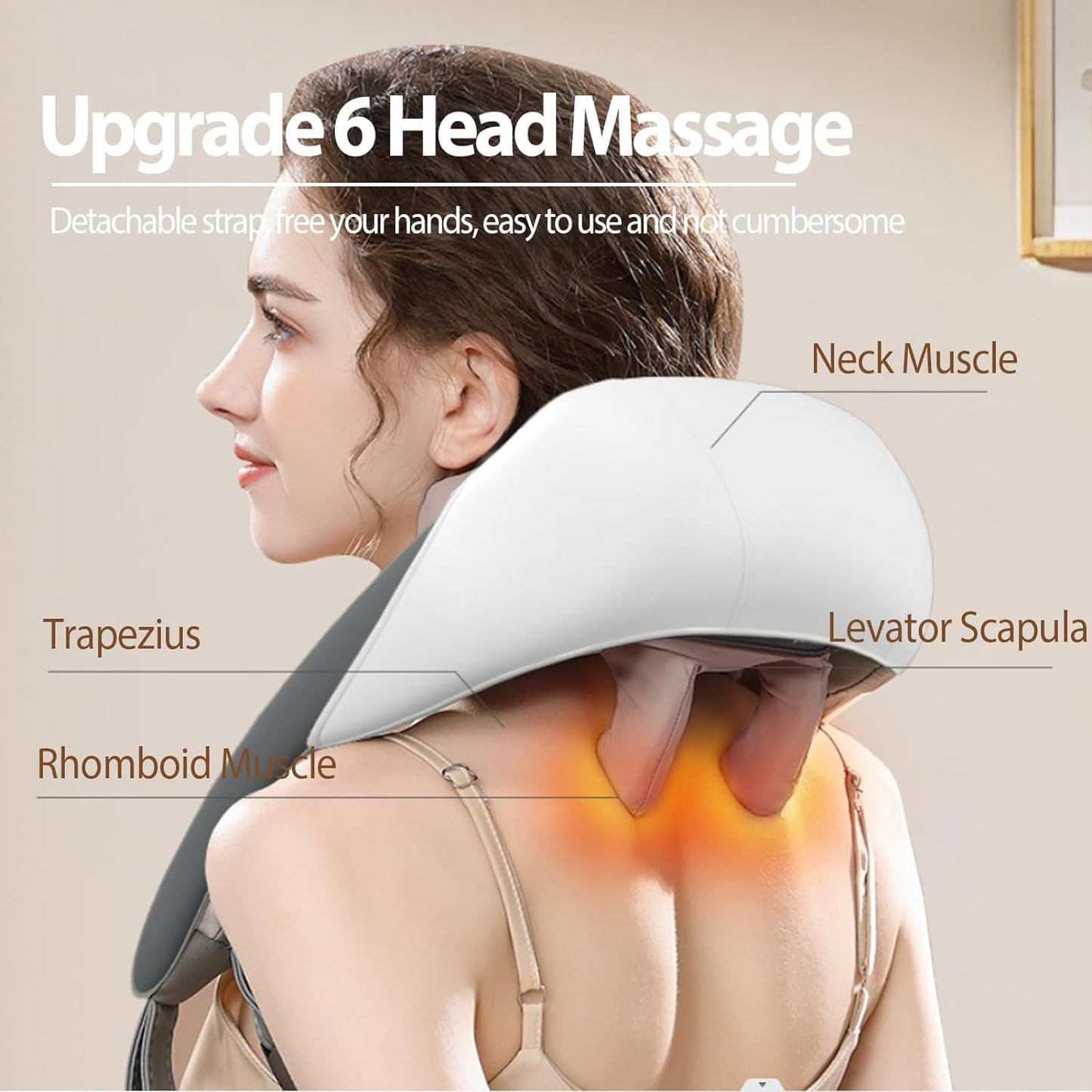 Votvy  Neck Massager for Cervical Pain Relief,Electric Deep Tissue Shiatsu with Infrared Heat Therapy 5D Kneading Massage Machine for Full Body Relax,Neck,Muscles,Back,Shoulder,Legs - 6 Month Warranty