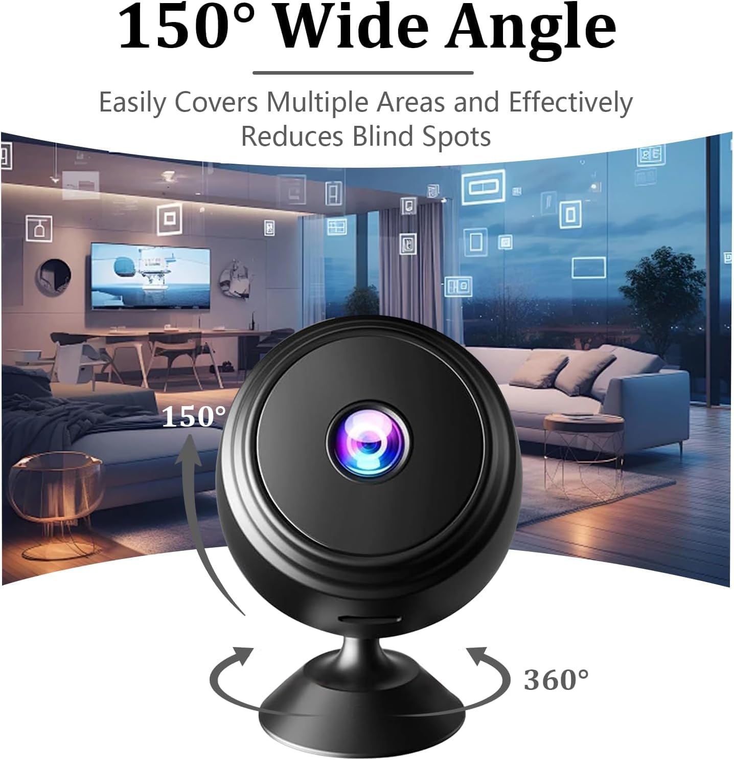 Votvy 1080P Mini Spy Camera with Low Light Vision, Mini Portable Security Camera, Hidden Camera with Audio and Video Recorder for Home/Office Security Camera (Black)