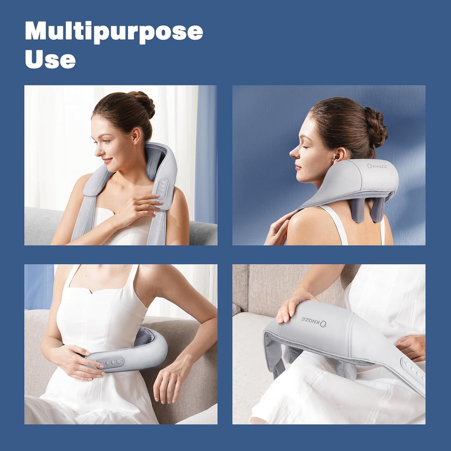 Votvy  Neck Massager for Cervical Pain Relief,Electric Deep Tissue Shiatsu with Infrared Heat Therapy 5D Kneading Massage Machine for Full Body Relax,Neck,Muscles,Back,Shoulder,Legs - 6 Month Warranty