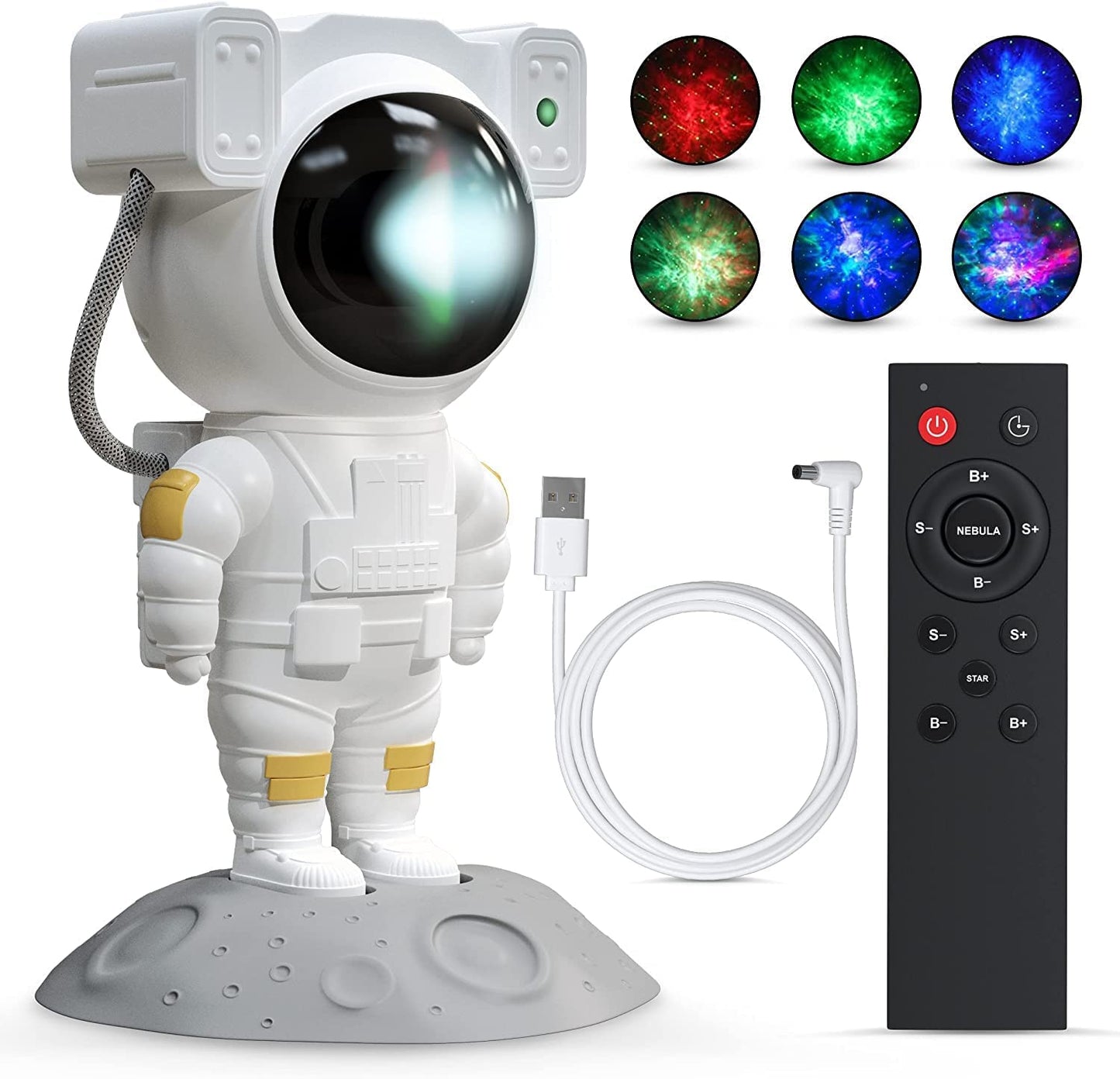 Votvy Star Projector, Astronaut Projector Galaxy, Children's Night Light with Nebula, 8 Modes, Remote Control and 360° Rotation Lamp Projector Galaxy Ceiling Bedroom, Gifts for Children and Adult