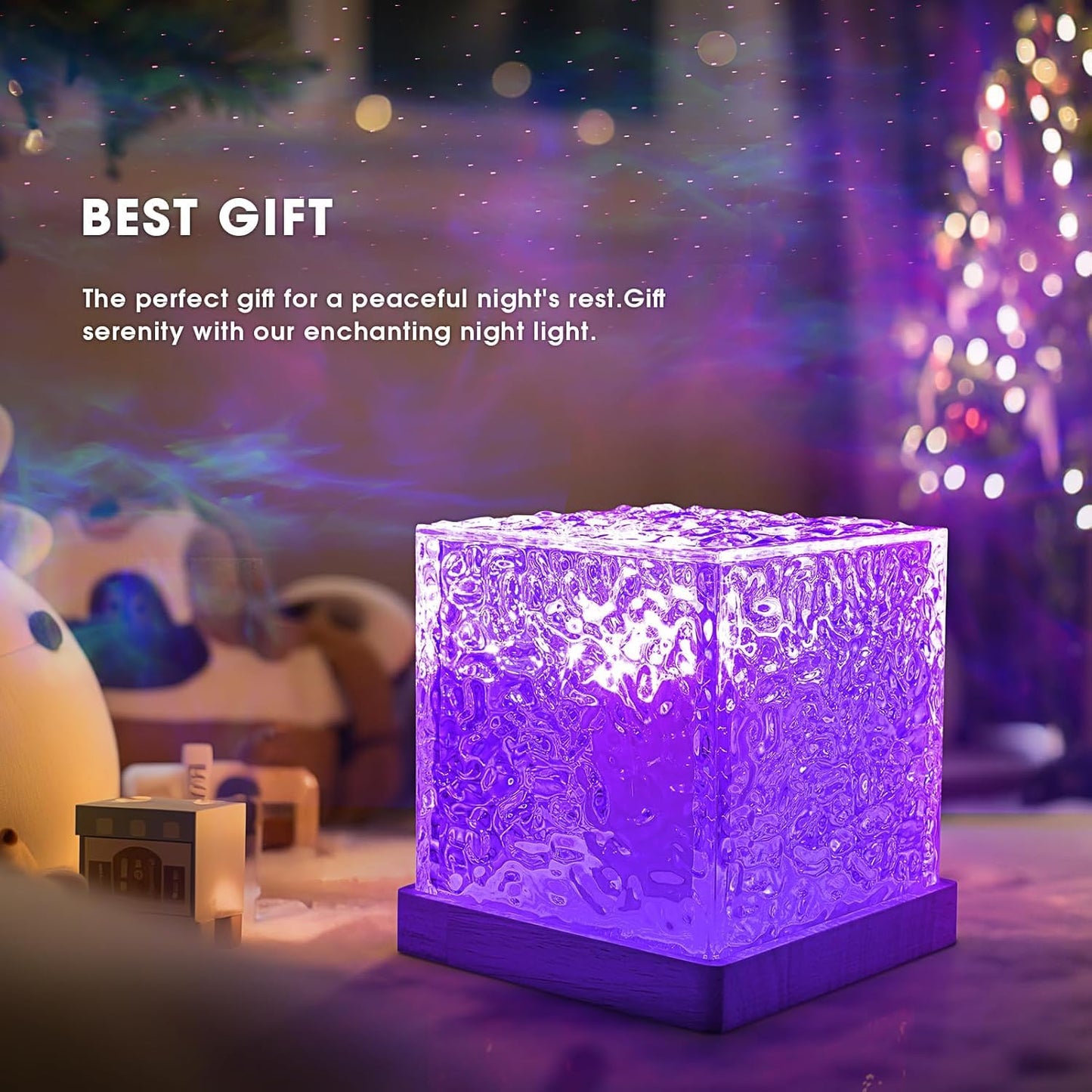 Votvy Ocean Electric Wave Projector Lamp, Northern Lights Ripple Projector Light, 16 Colors Gradual Rotating Flame Water Lamp, Wave Light Aurora Projector with Remote Control for Room Decor Valentine's Gift