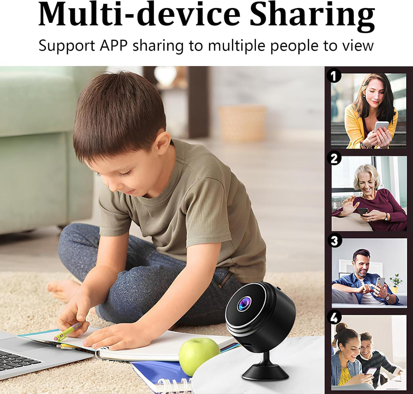 Votvy 1080P Mini Spy Camera with Low Light Vision, Mini Portable Security Camera, Hidden Camera with Audio and Video Recorder for Home/Office Security Camera (Black)