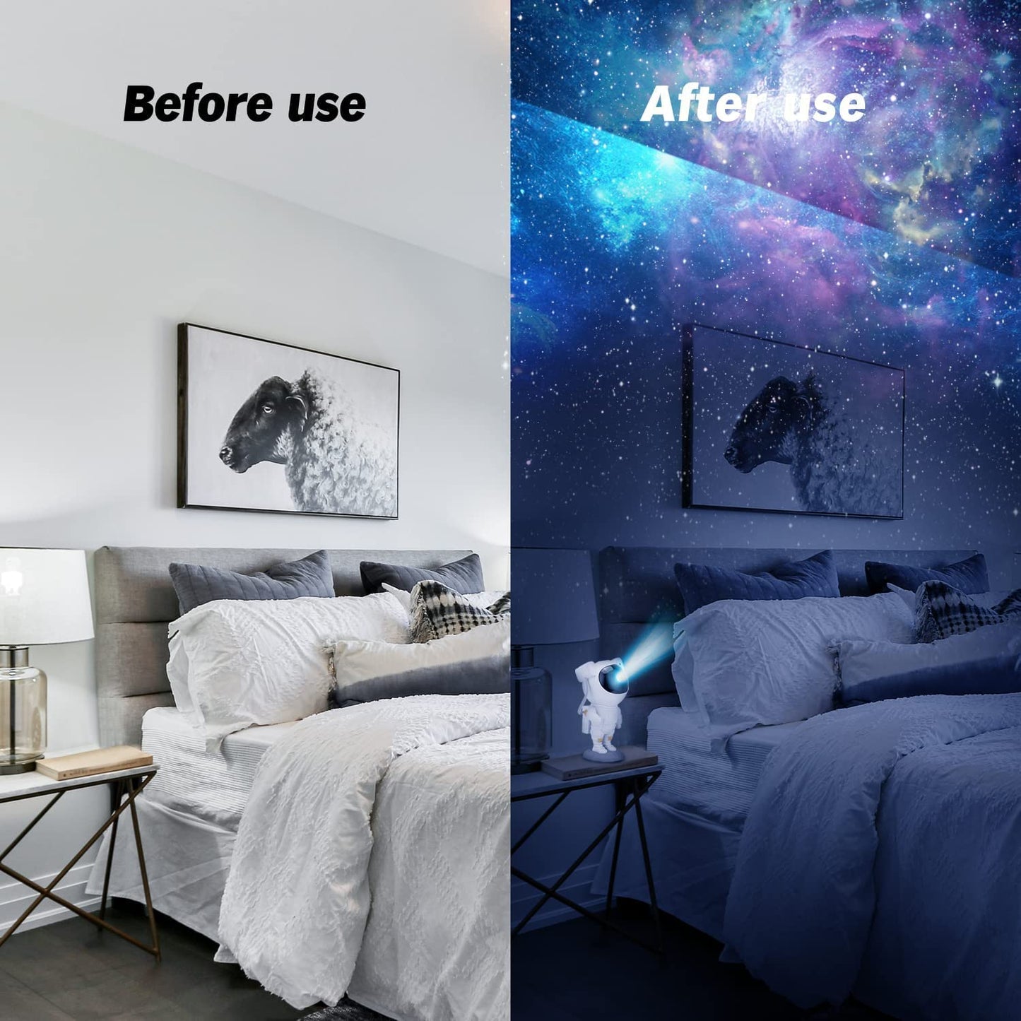 Votvy Star Projector, Astronaut Projector Galaxy, Children's Night Light with Nebula, 8 Modes, Remote Control and 360° Rotation Lamp Projector Galaxy Ceiling Bedroom, Gifts for Children and Adult