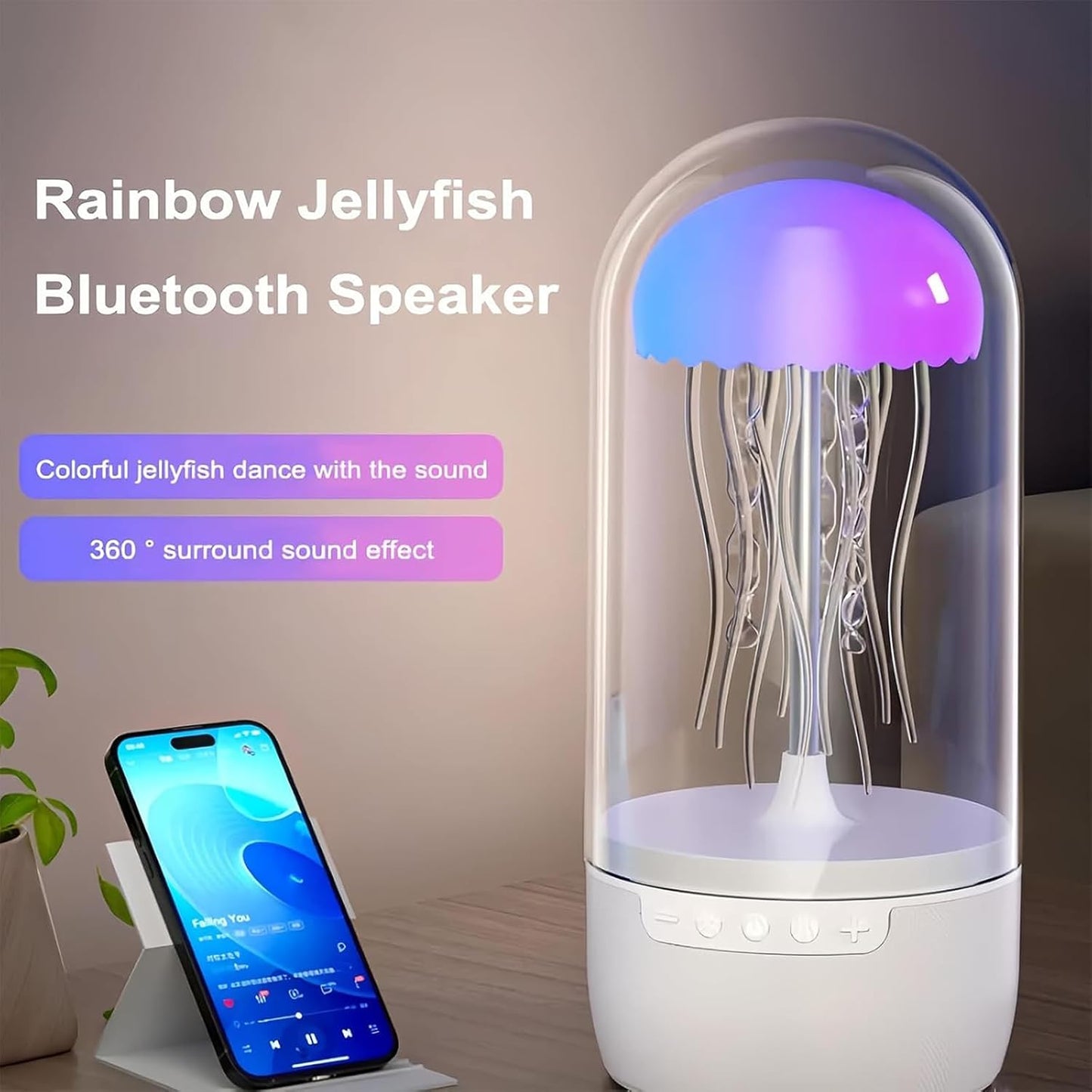 Votvy Jellyfish Speaker, Jellyfish Mood Lamp, Jellyfish Bluetooth Speaker lamp, Jellyfish Speaker Lamp, Color Changing LED, Stereo Surround Sound, Floating Jellyfish, Volume Control electric