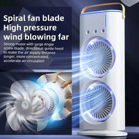 Votvy Electric Double Ended Spray Fan, Cold Air Fan, 2025 New 3 Gears USB Rechargeable Oscillating fan with LED Light Cooler Fan, Touch & Remote Control, 280ml Water Tank, Ice Filling Fan