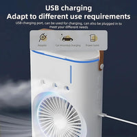 Votvy Electric Double Ended Spray Fan, Cold Air Fan, 2025 New 3 Gears USB Rechargeable Oscillating fan with LED Light Cooler Fan, Touch & Remote Control, 280ml Water Tank, Ice Filling Fan