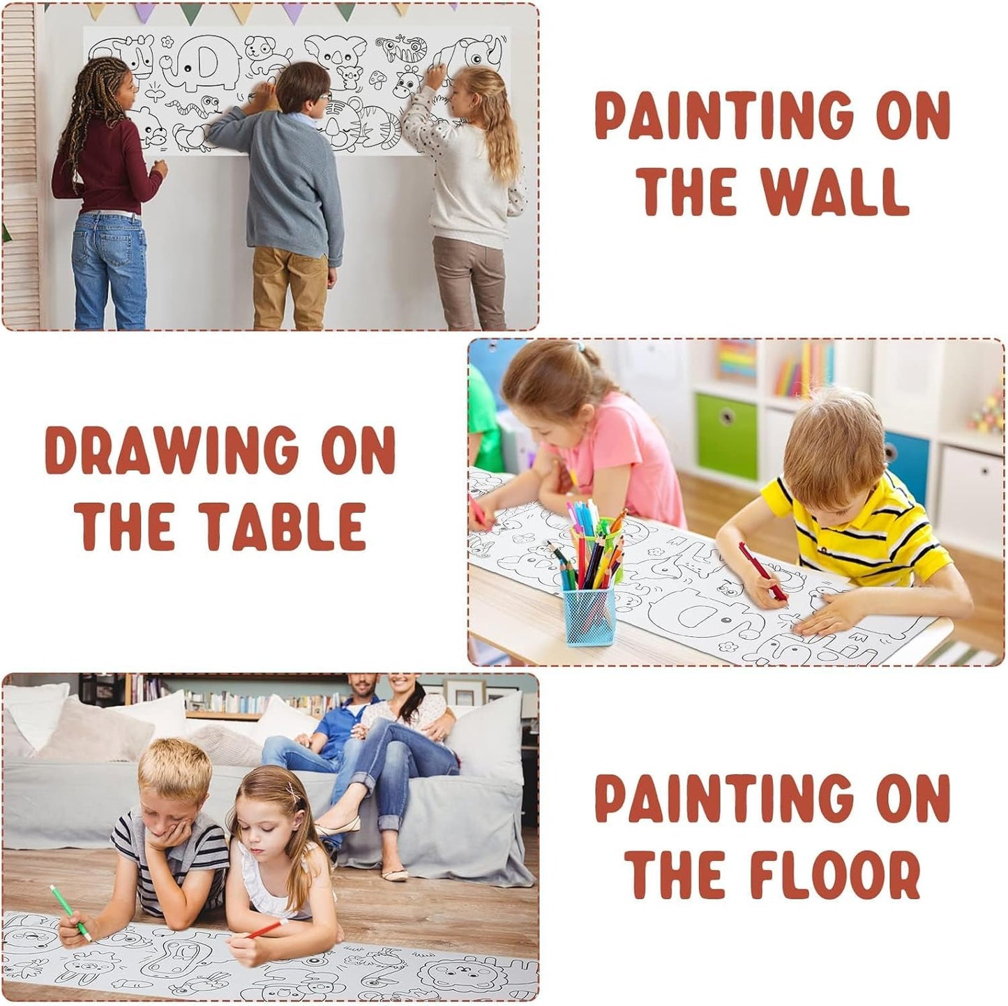 Votvy  Children's Drawing Roll, Coloring Paper Roll for Kids, 30 * 300 Cms DIY Painting Drawing Paper Roll, Kids Art Roll, Early Educational Toys for Kids