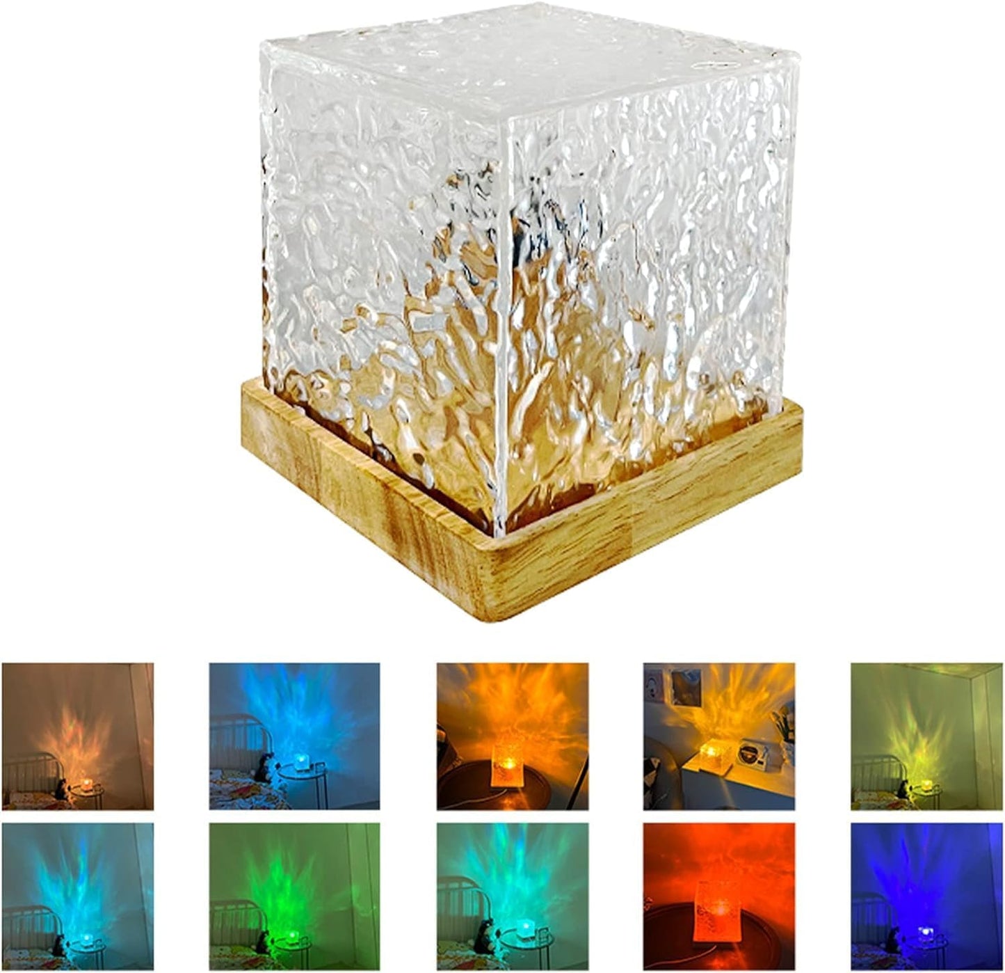 Votvy Ocean Electric Wave Projector Lamp, Northern Lights Ripple Projector Light, 16 Colors Gradual Rotating Flame Water Lamp, Wave Light Aurora Projector with Remote Control for Room Decor Valentine's Gift