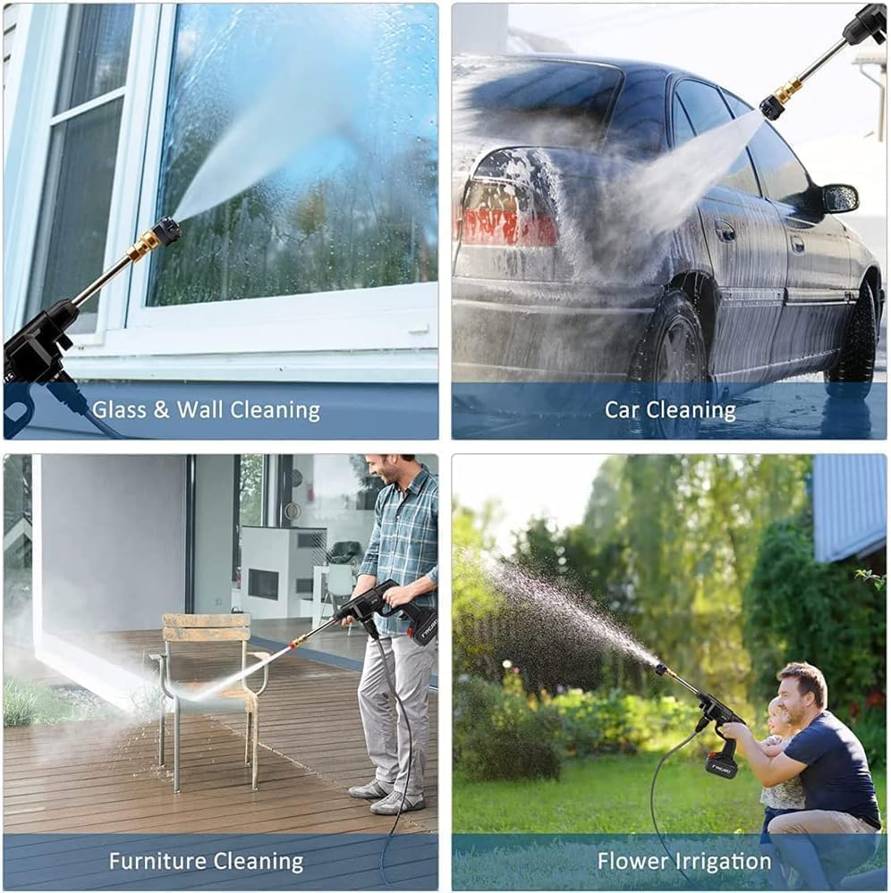 Votvy  Car Washer High Pressure Gun  Cordless Portable Wireless Pressure Washer Gun 48V 12000mah High Pressure Water Gun for Car Wash Bike Washing Cleaning| Adjustable Nozzle and 5M Hose Pipe