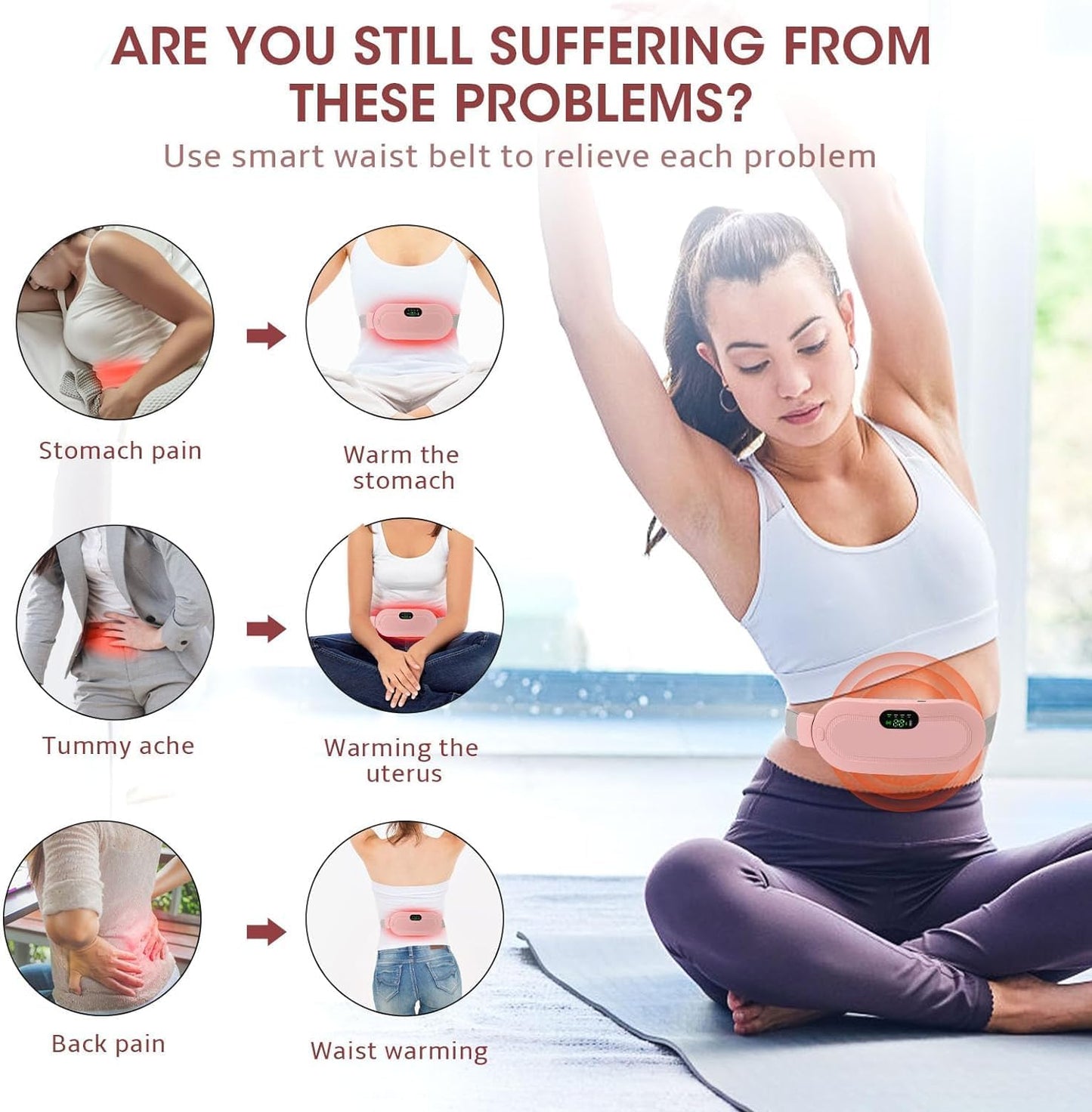 Votvy Heating Pad for Period Cramps, FSA HSA Eligible, Portable Menstrual Heating Pad, Period Pain Relief Heated Pad, Back or Belly Heating Belt, Gifts for Her Women Girl Friend Wife
