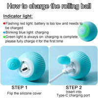 Votvy Smart LED 360° Rotating Cat & Dog Pet Toy Ball | Rechargeable, Interactive Pet Chaser with LED, Automatic Obstacle Avoidance, Ideal for Stimulating Indoor Cats (Blue)