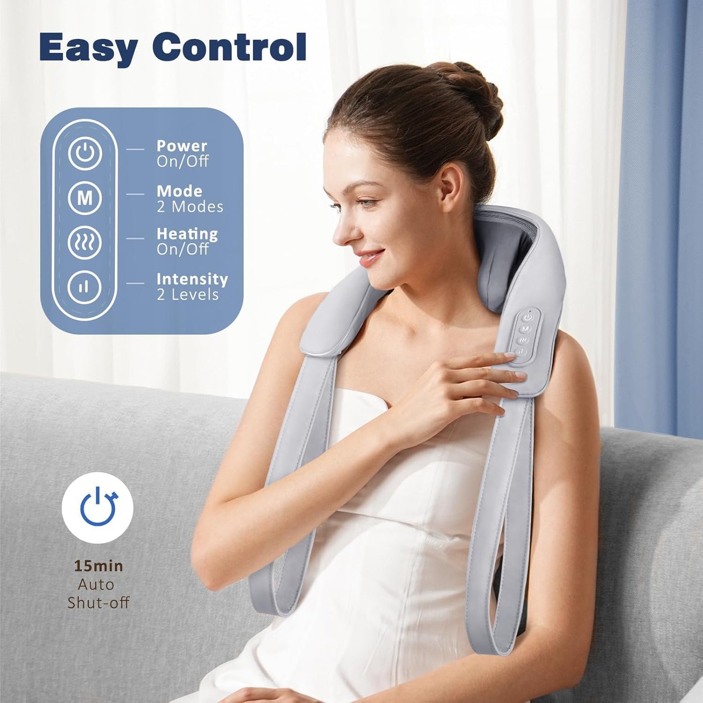 Votvy  Neck Massager for Cervical Pain Relief,Electric Deep Tissue Shiatsu with Infrared Heat Therapy 5D Kneading Massage Machine for Full Body Relax,Neck,Muscles,Back,Shoulder,Legs - 6 Month Warranty