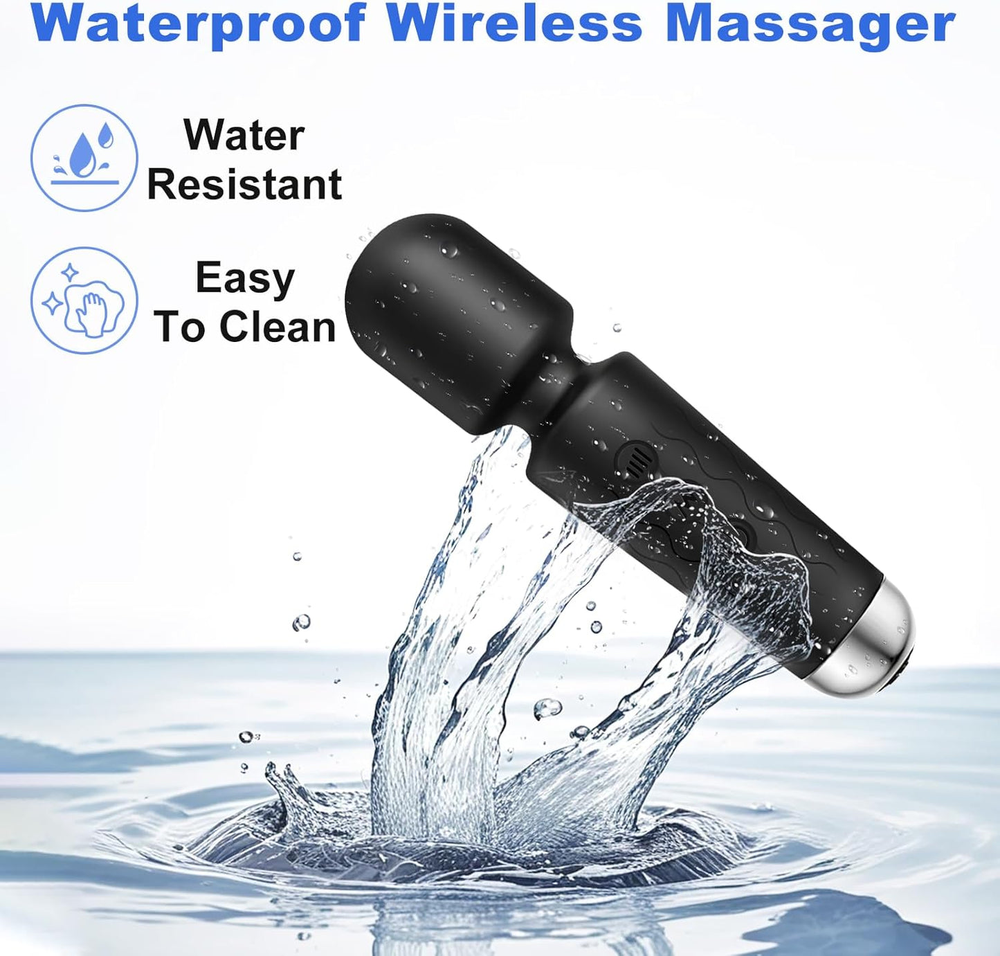 Votvy  Full Body Massager for Women & Men, Rechargeable Wireless Massager Machine for Pain Relief, Handheld Massager with Medical Grade Silicone, 8 Speeds, 20 Modes, (Black)Electric