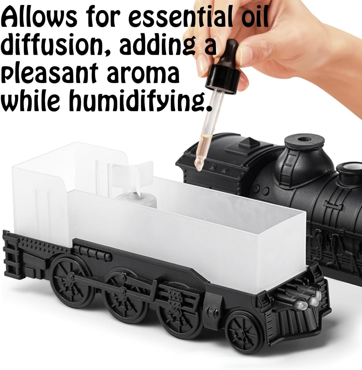 Votvy Train Essential Oil Diffuser Ultrasonic Cool Mist Aromatherapy Diffuser Humidifier with Auto Shut-Off and 2 Light 2 Mist Mode, Auto Shut-Off, for Large Room, Home, Office Hotel 300ml (Train)