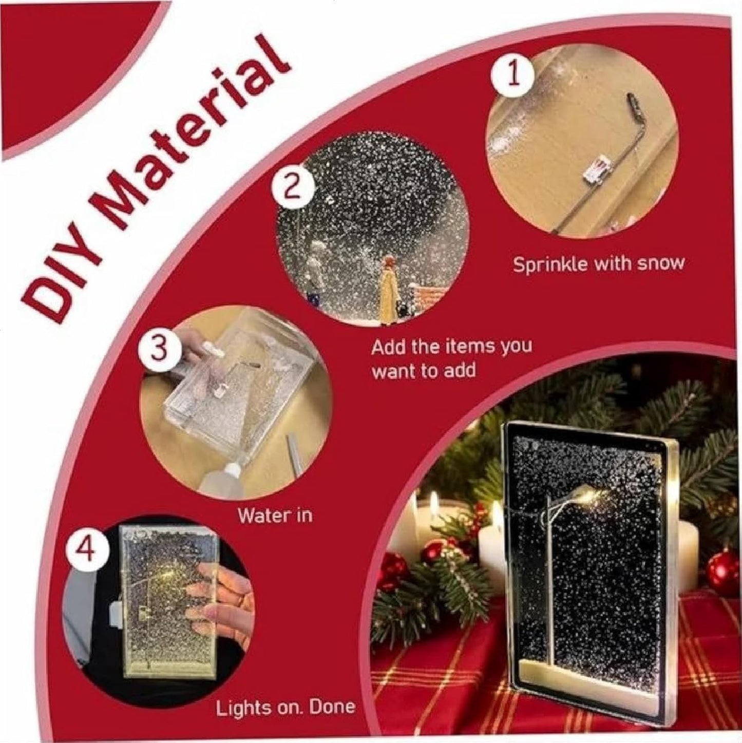 Votvy Snowfall Lamp, Street Light Snow Globe, Handmade DIY Snow Scenery Night Light, Christmas Desktop Decor for Birthday, Make Your Own Christmas Night Light, Snowflake Lamp for Family and Kids