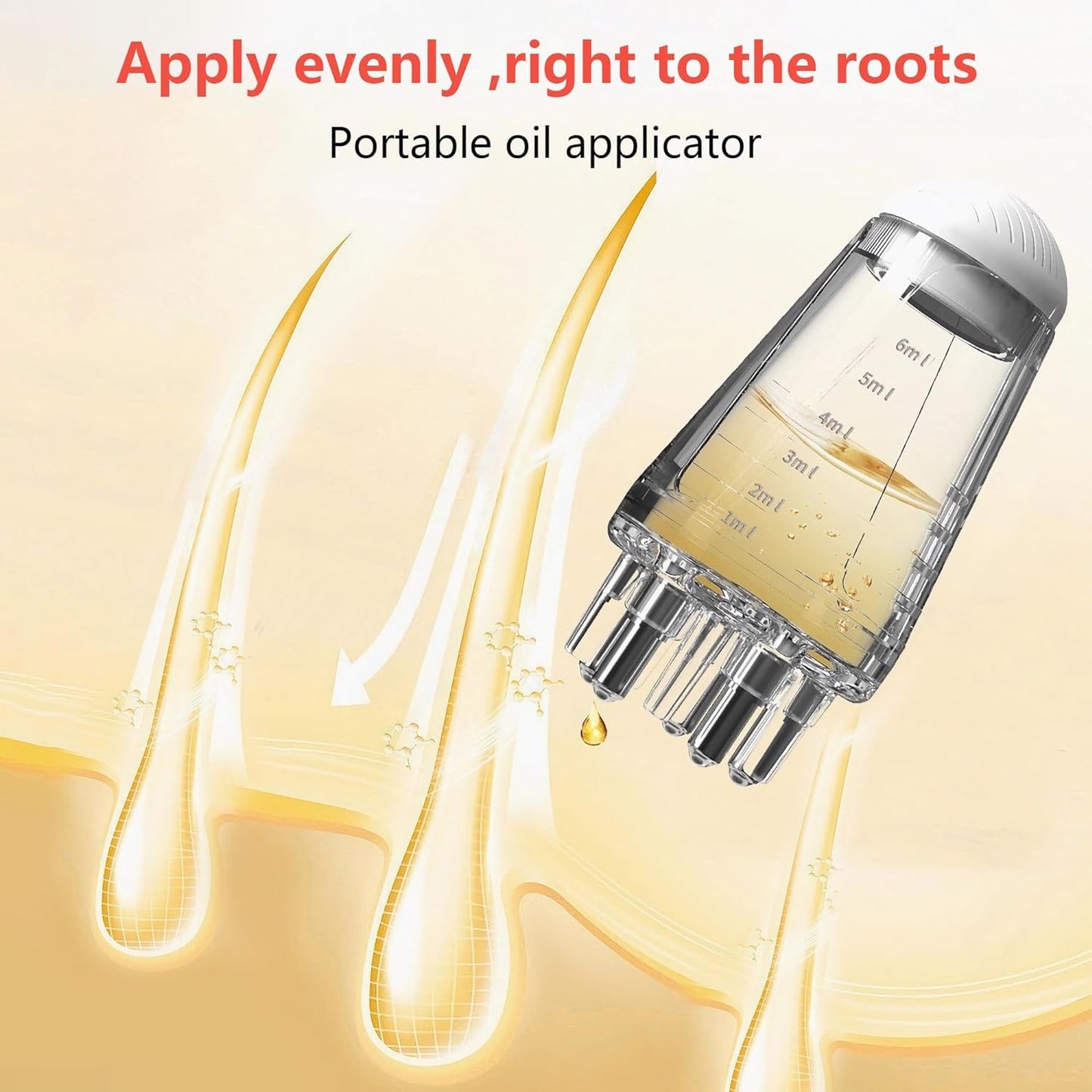 Votvy  Hair Oil Applicator Bottle – 6ml Hair Root Oil Applicator Roller Ball Mini Portable Hair Oil Massage Comb for Scalp Hair Growth Suitable for Various Liquids (1Pcs)