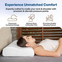 Votvy Cervical Pillow for Neck Pain | 2 Years Warranty | Cool Gel Memory Foam Orthopedic Neck Support Pillow for Sleeping, Neck & Shoulder Pain (Standard - 18x11x3.5 Inch, White Jacquard, Pack of 1)