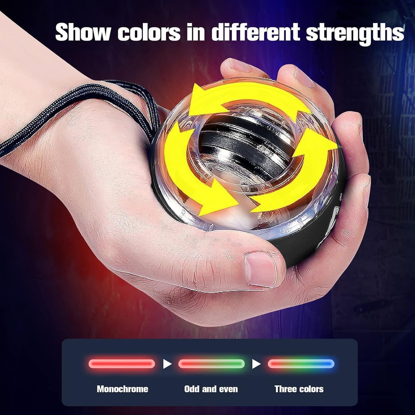 Votvy Wrist Trainer Ball | Auto-Start Arm Strengthener Hand Enhancer | Essential Gyroscopic Wrist & Forearm Exerciser | Wrist Power Gyro Ball for Stronger Muscle, Fingers, Bones Workout, Exercise