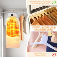 Votvy Portable electric  Clothes Dryer,Foldableportable Dryer With Timer Function,Clothes Dryer For Travel,Apartment,Rv,Home,For All Kinds Of Light Clothing,Underwear,Baby Clothes And Socks,Mini Dryer With Drying Bag