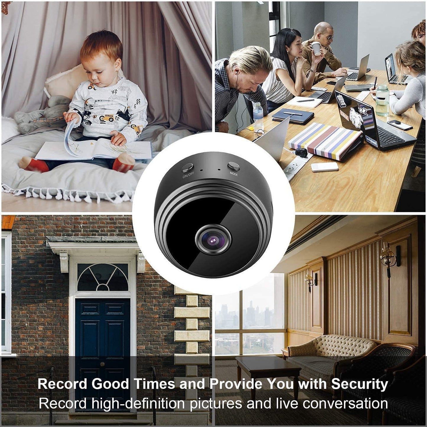 Votvy 1080P Mini Spy Camera with Low Light Vision, Mini Portable Security Camera, Hidden Camera with Audio and Video Recorder for Home/Office Security Camera (Black)