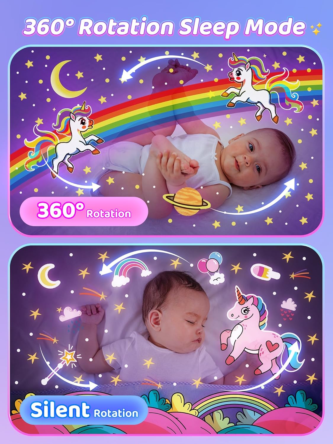 Votvy Electric Rotating Cabin Projector Lamp Star Projector Night Light for Kids Baby Sound Machine Night Light for Room Decor Kids Night Lights for Bedroom, (No Remote Control) (Battery not Included)