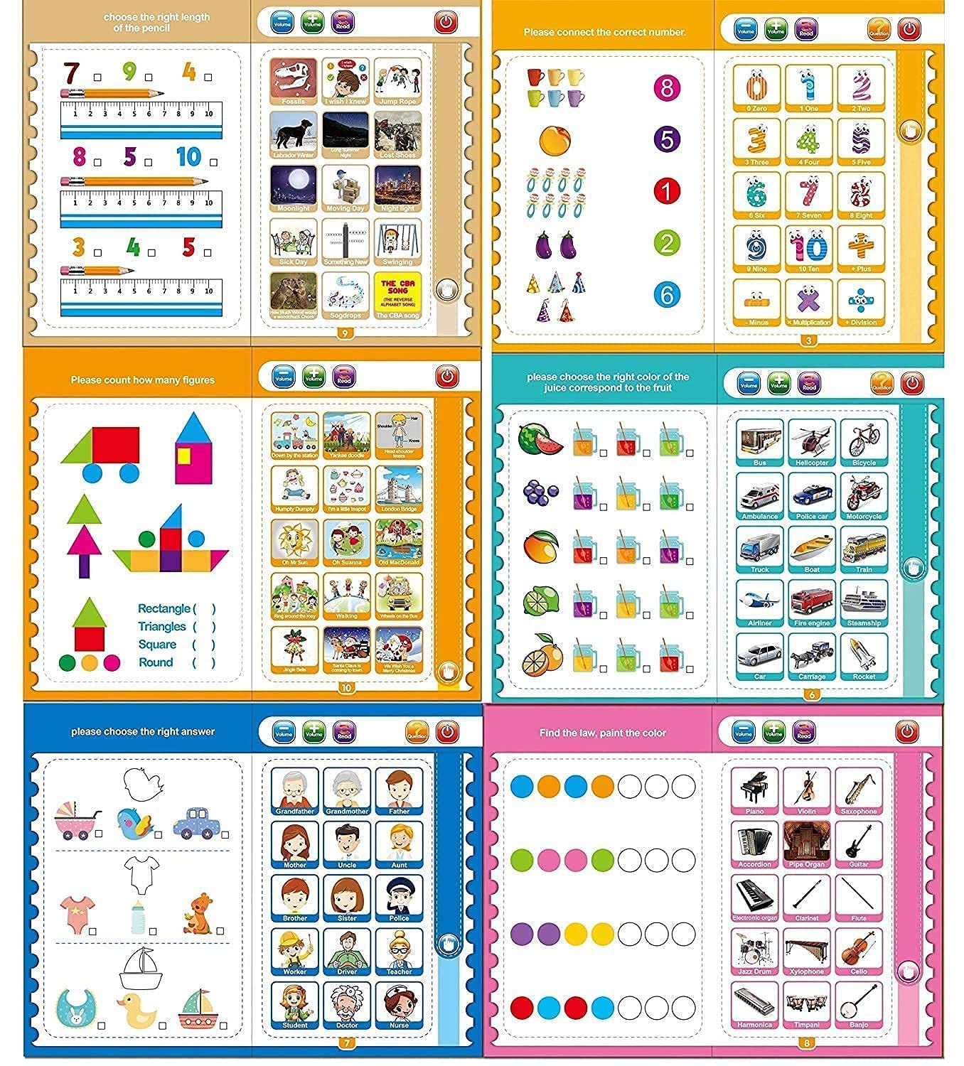 Votvy Intelligence Book Sound Book for Children, English Letters & Words Learning Book, Fun Educational Toys. Activities with Numbers, Shapes Learning Book for Toddlers