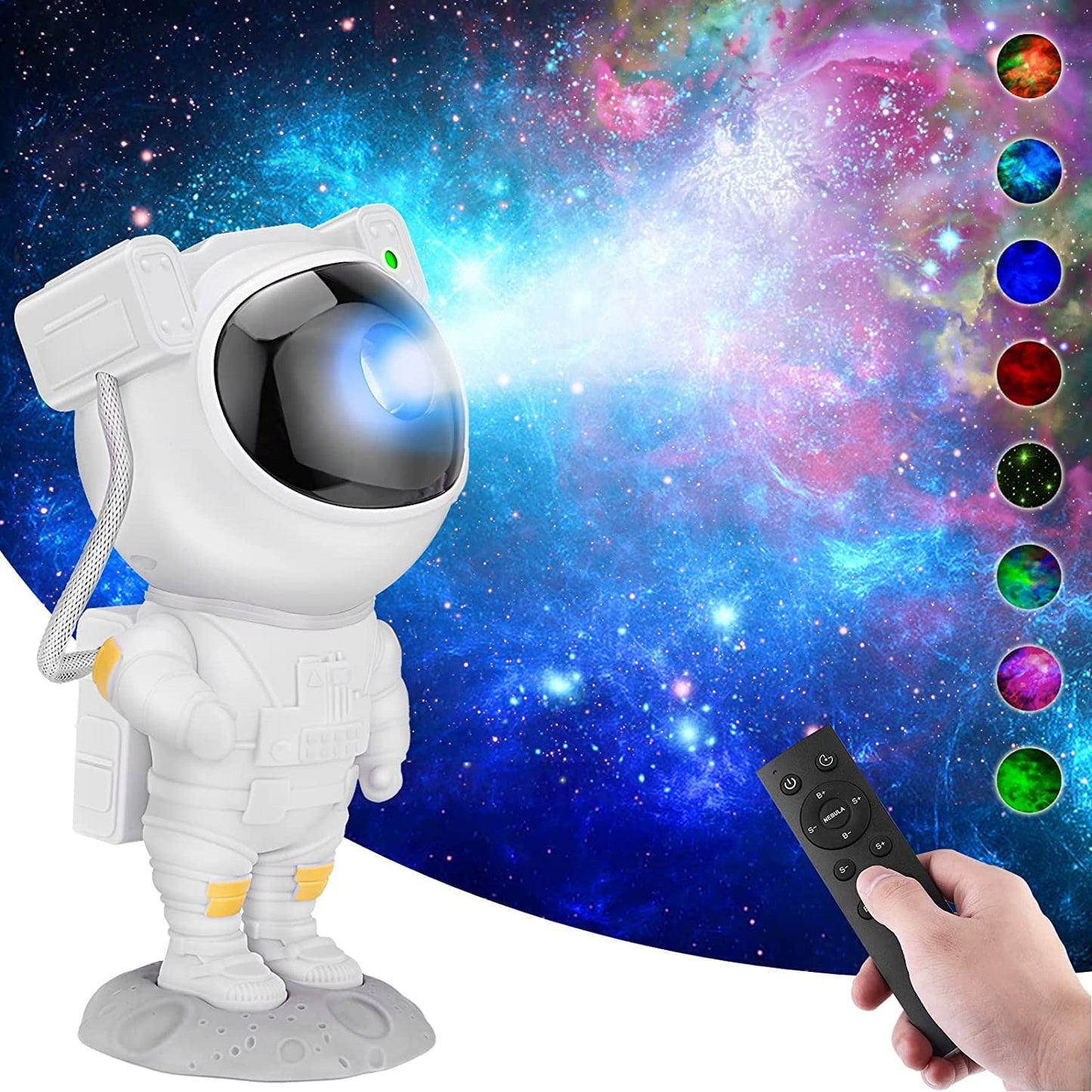 Votvy Star Projector, Astronaut Projector Galaxy, Children's Night Light with Nebula, 8 Modes, Remote Control and 360° Rotation Lamp Projector Galaxy Ceiling Bedroom, Gifts for Children and Adult