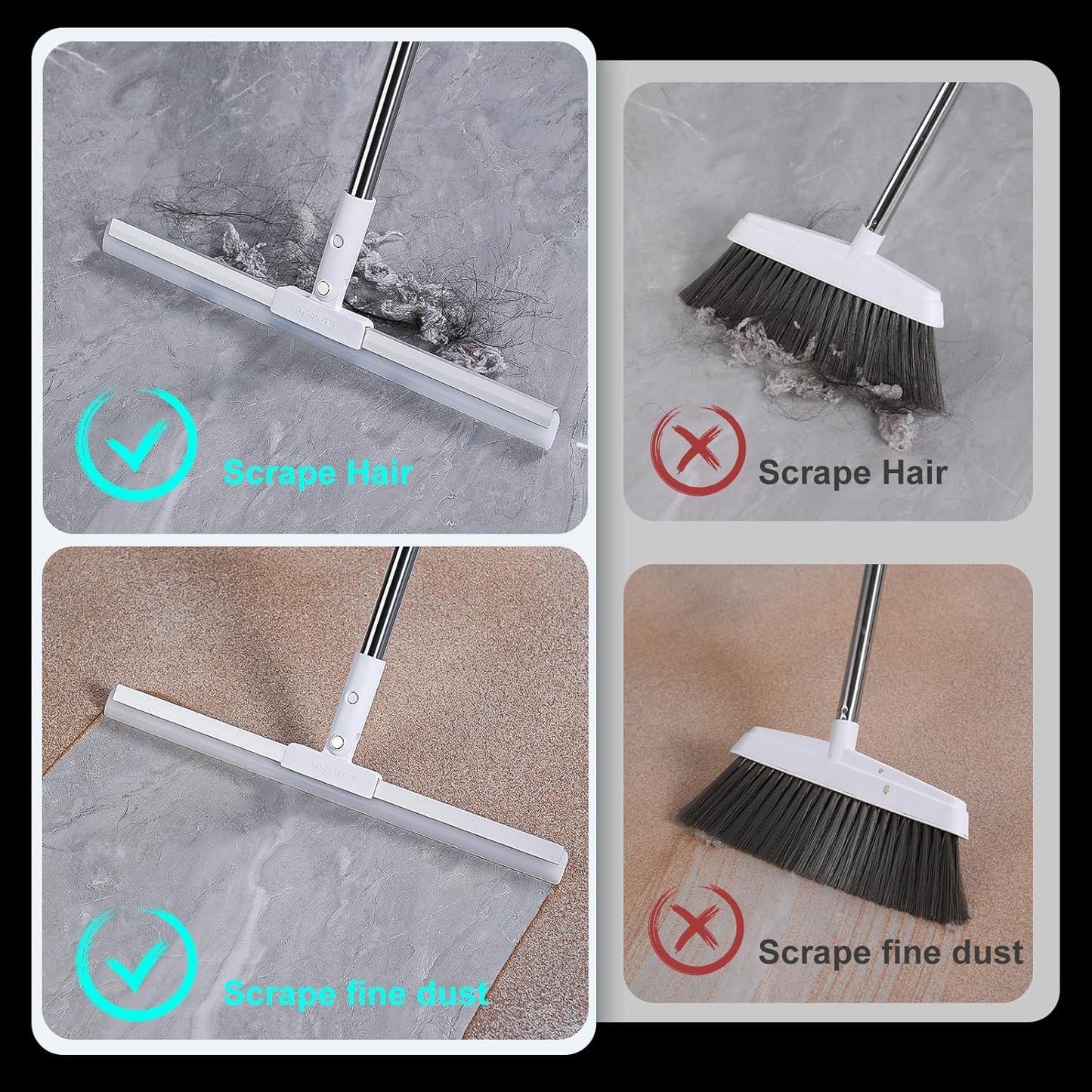 Votvy Silicone Aum Enterprise Multifunctional Magic Broom, Retractable And Adjustable Broom For Flat Floor, 180 Degree Rotatable Wiper, Detachable Indoor Scraping Wiper Brush. (Floor Brush)